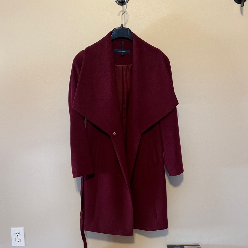 Cole Haan Maroon Wool Coat